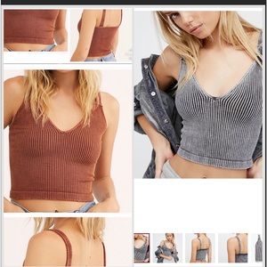Free People Washed Seamless Crop Tank Tops : Set of 2